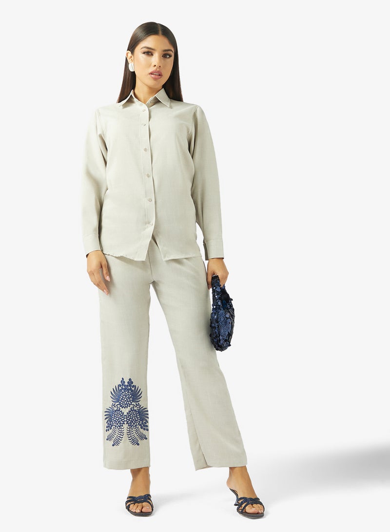 hayas closet Printed blouse and pants set - Image 1